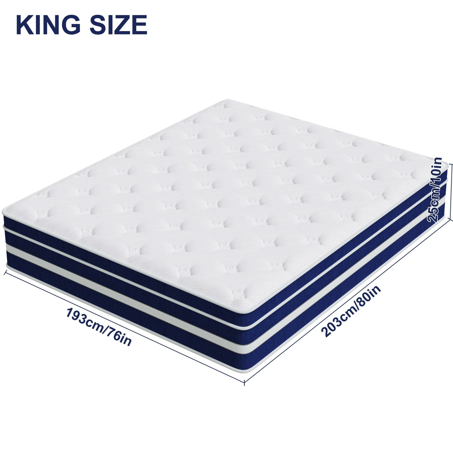 GUUKIN 10 inch King Mattress, Memory Foam & Spring Hybrid Medium Comfort King Size in a Box,Adult