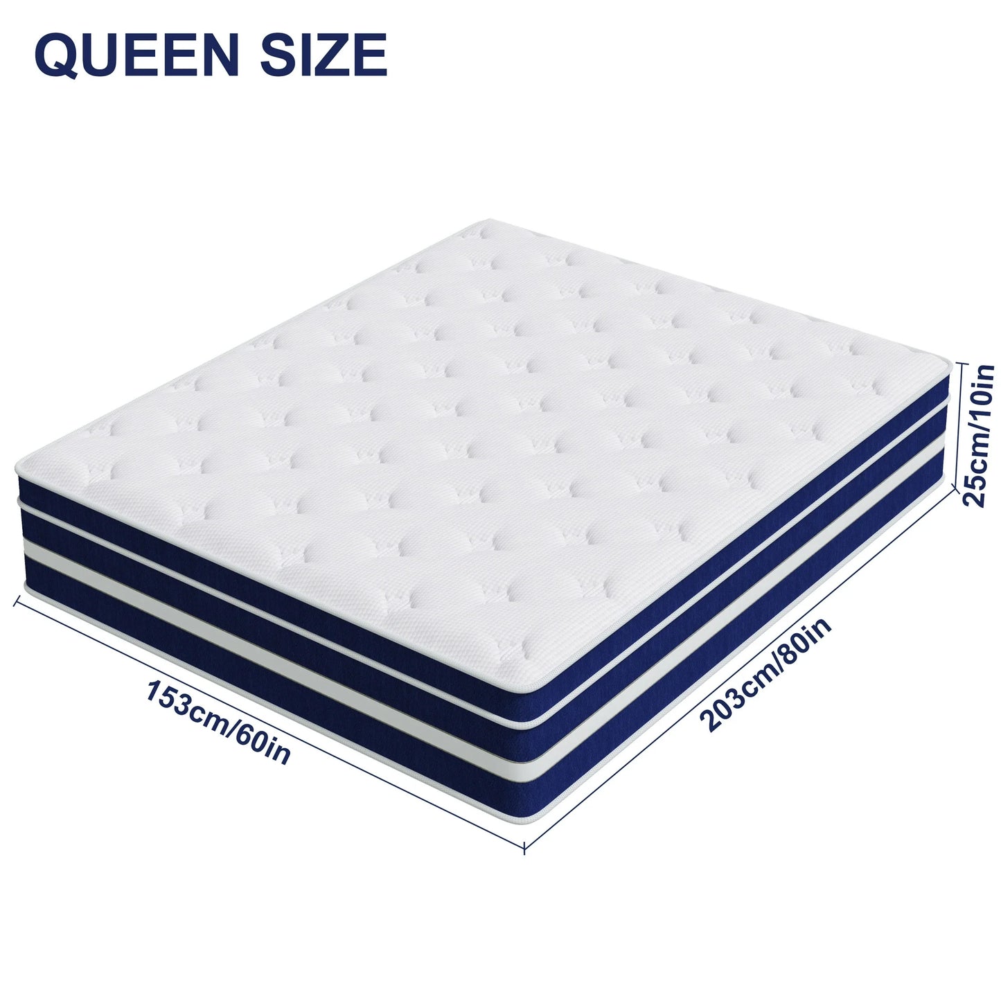 GUUKIN 10 inch Queen Mattress, Memory Foam & Spring Hybrid Medium Comfort Queen Size in a Box,Adult