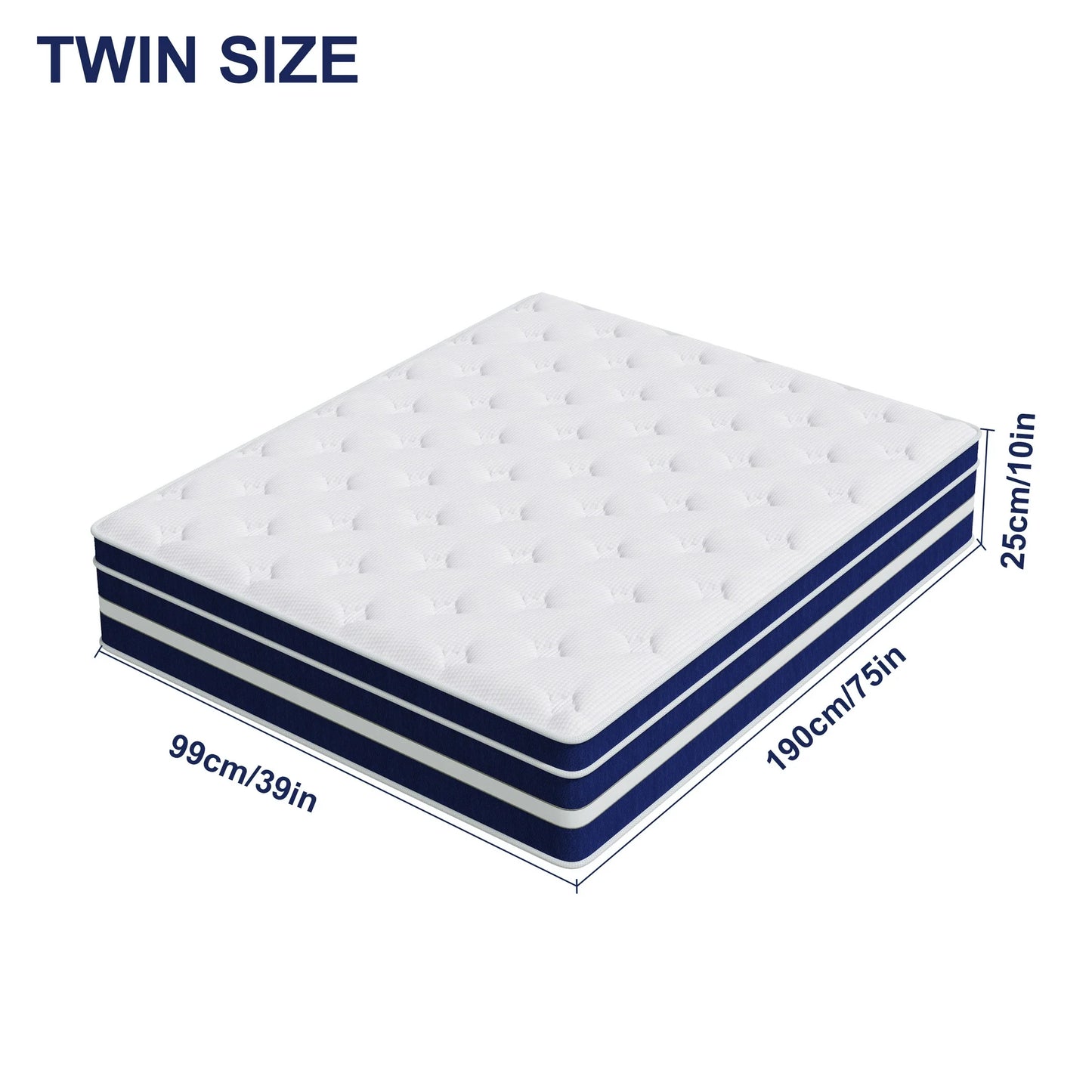 GUUKIN 10 inch Twin Mattress, Memory Foam & Spring Hybrid Medium Comfort Twin Size in a Box,Adult