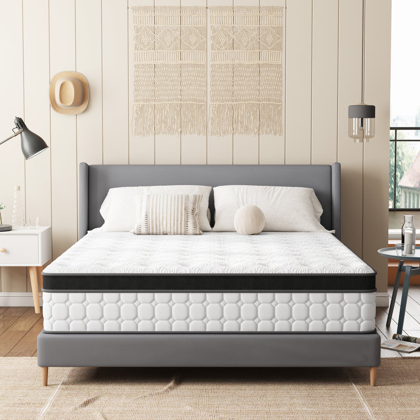 Tvdfgts 14 inch Twin Mattress, Cooling Gel Memory Foam Mattress in a Box, Individual Pocket Spring Hybrid Mattress with Pressure Relief & Motion Isolation, Soft and Comfort, Medium-Firm, CertiPUR-US