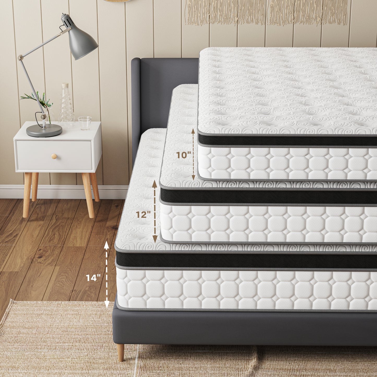Tvdfgts 14 inch Twin Mattress, Cooling Gel Memory Foam Mattress in a Box, Individual Pocket Spring Hybrid Mattress with Pressure Relief & Motion Isolation, Soft and Comfort, Medium-Firm, CertiPUR-US