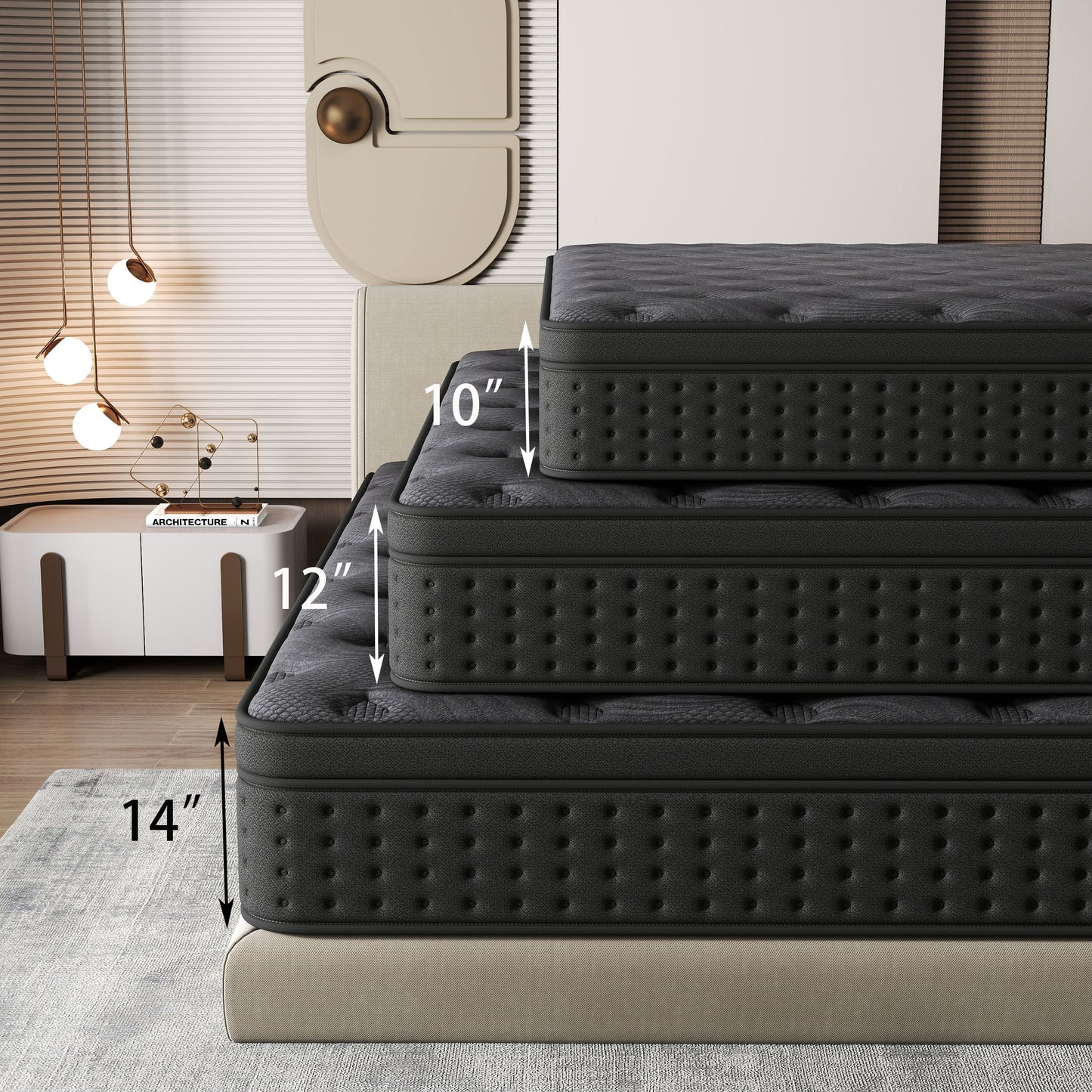 Zekbip 10 inch Twin Mattress in a Box, Hybrid Gel Memory Foam with Individually Wrapped Pocket Coils, Medium Firm, Pressure Relief, Cooling Sleep Support for Adult