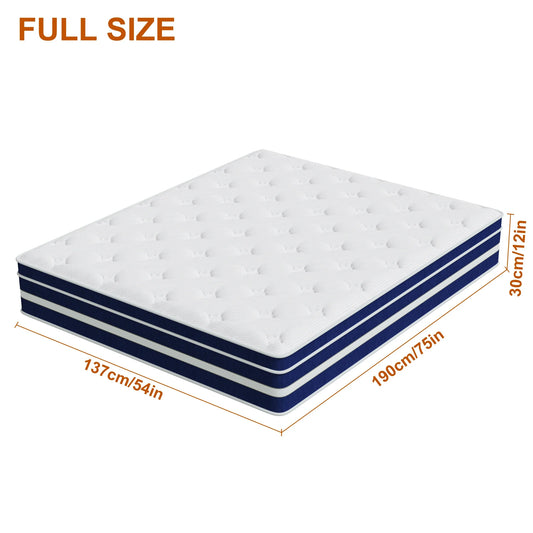 GUUKIN 12 inch Full Mattress, Memory Foam & Spring Hybrid Medium Comfort Full Size in a Box,Adult