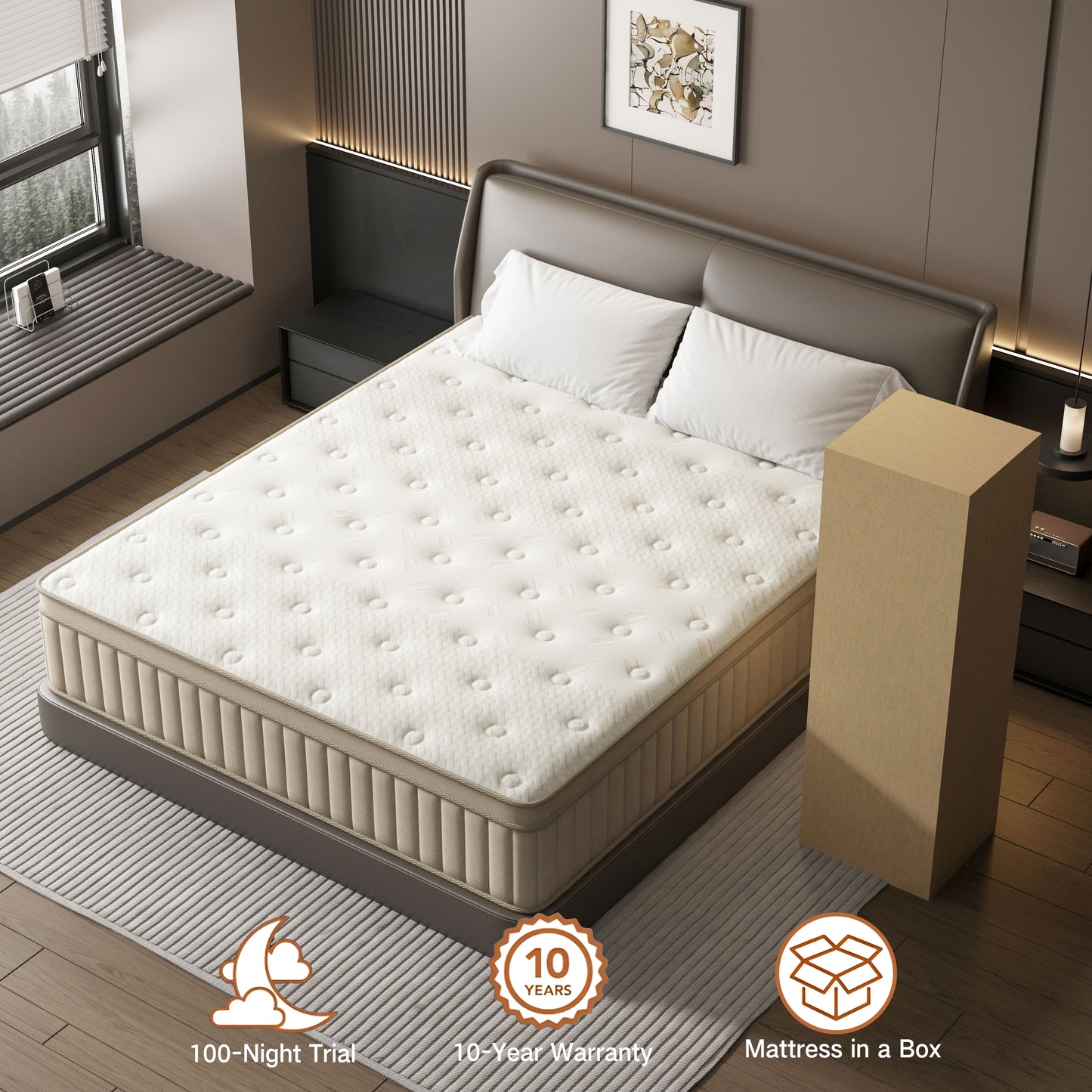 GUUKIN Full Mattress, 12 Inch Hybrid Gel Memory Foam Mattress with Individually Wrapped Pocket Coils, Medium Firm Support, Pressure Relief, Mattress in a Box
