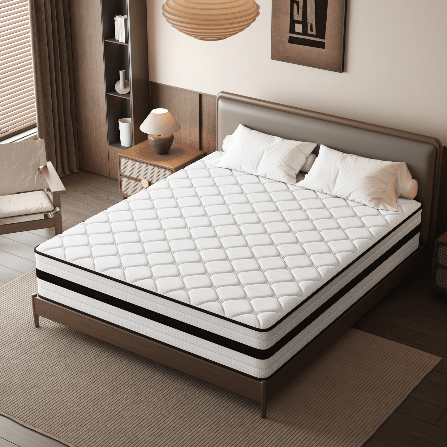 SEEUO Queen Mattress,14 inch Hybrid Mattress in a Box with Memory Foam & Individual Pocket Spring for Edge Support,Pressure Relief,Medium Firm,CertiPUR-US