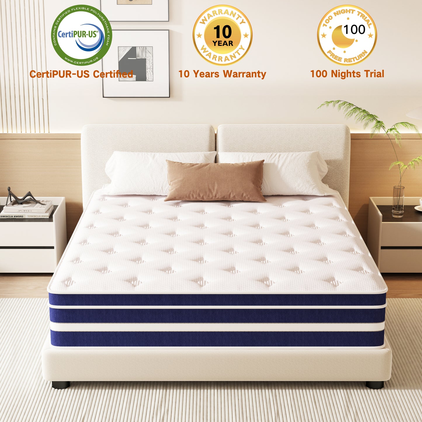 GUUKIN 10 inch Twin Mattress, Memory Foam & Spring Hybrid Medium Comfort Twin Size in a Box,Adult