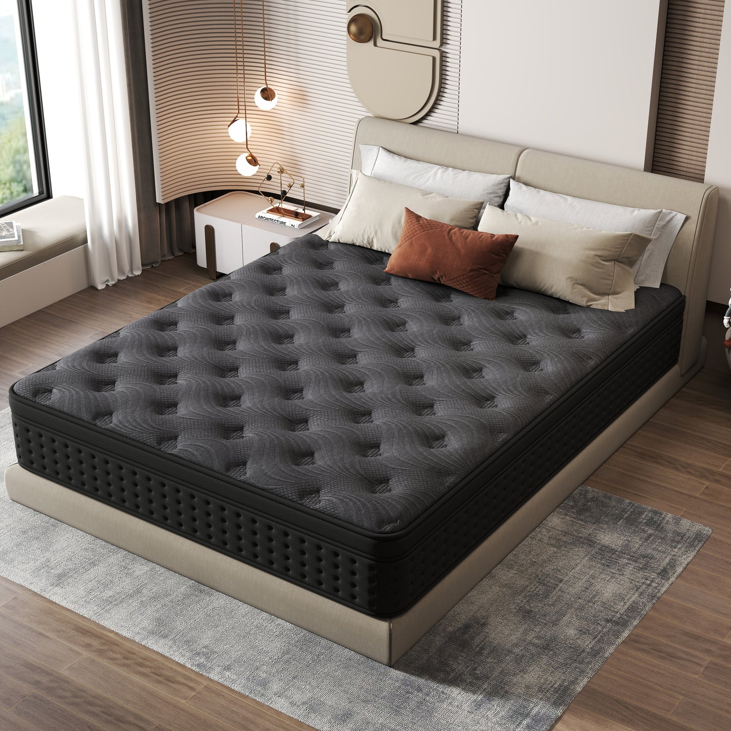 Zekbip 10 inch King Mattress in a Box, Hybrid Gel Memory Foam with Individually Wrapped Pocket Coils, Medium Firm, Pressure Relief, Cooling Sleep Support for Adult