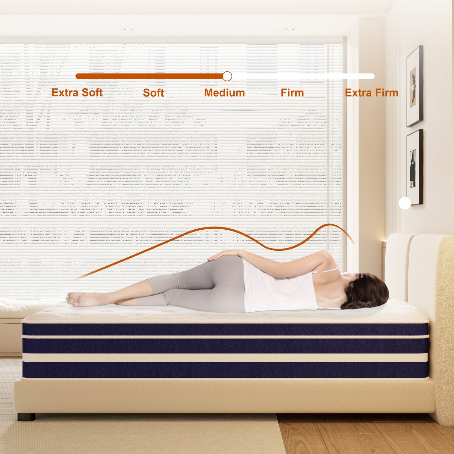 GUUKIN 10 inch King Mattress, Memory Foam & Spring Hybrid Medium Comfort King Size in a Box,Adult