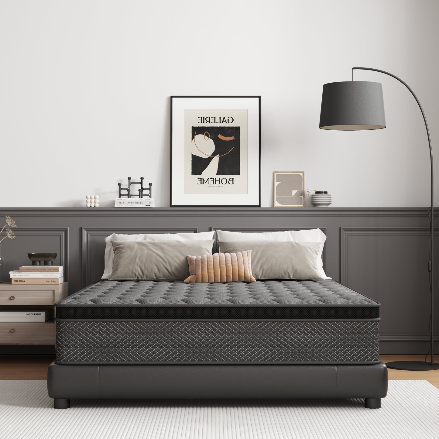 Mocangtu 10" Full Hybrid Mattress in a Box, Gel Memory Foam with Individually Wrapped Pocket Coils, Medium Firm, Pressure Relief, Cooling Sleep Support