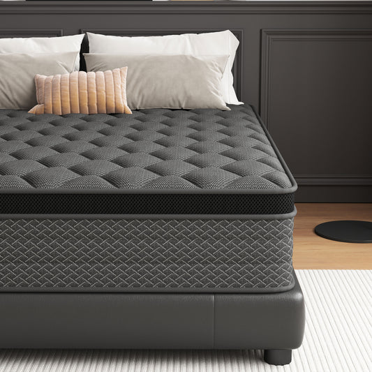 Mocangtu 10" Twin Hybrid Mattress in a Box, Gel Memory Foam with Individually Wrapped Pocket Coils, Medium Firm, Pressure Relief, Cooling Sleep Support