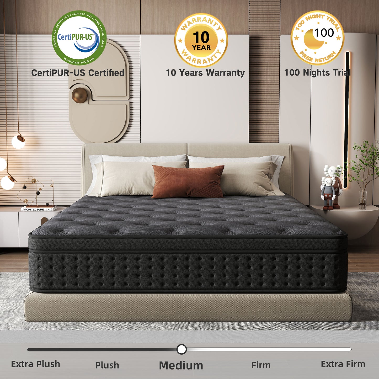 Zekbip 10 inch Full Mattress in a Box, Hybrid Gel Memory Foam with Individually Wrapped Pocket Coils, Medium Firm, Pressure Relief, Cooling Sleep Support for Adult