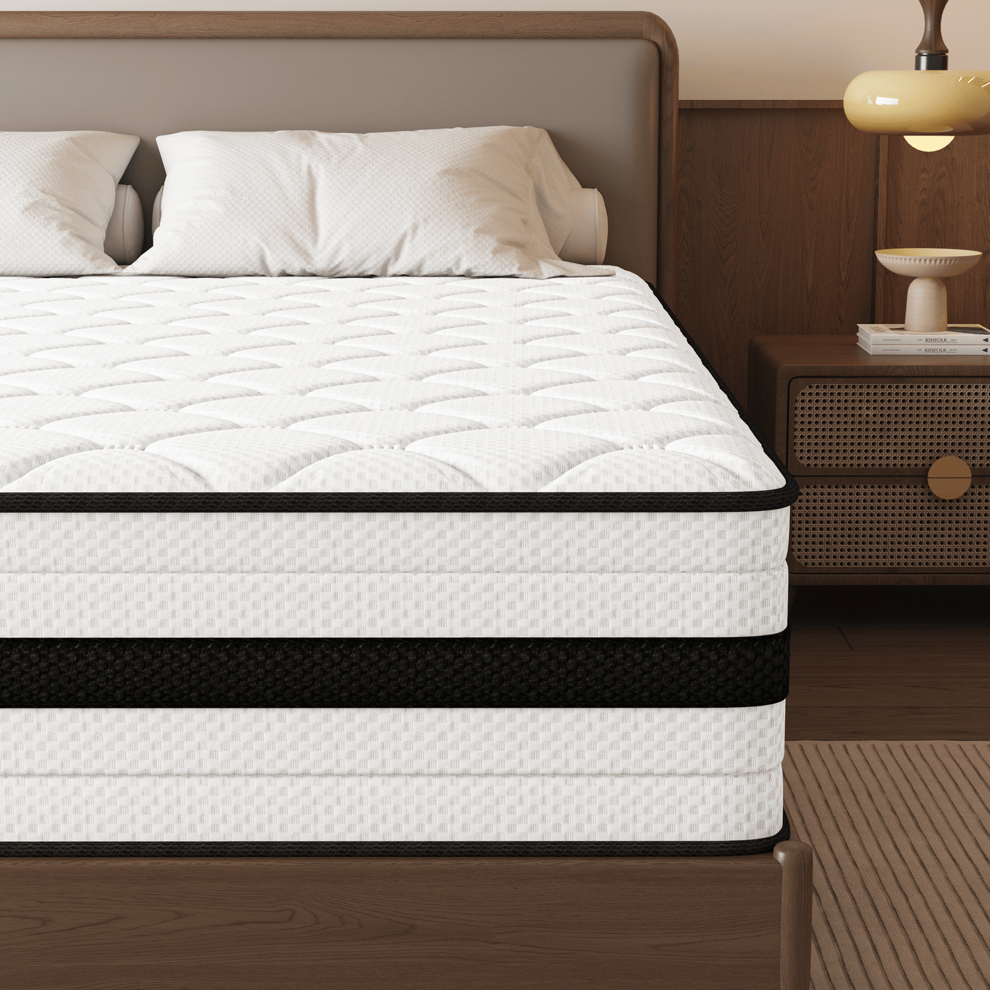 SEEUO King Size Mattress,14 inch Hybrid Mattress in a Box with Memory Foam & Individual Pocket Spring for Edge Support,Pressure Relief,Medium Firm,CertiPUR-US